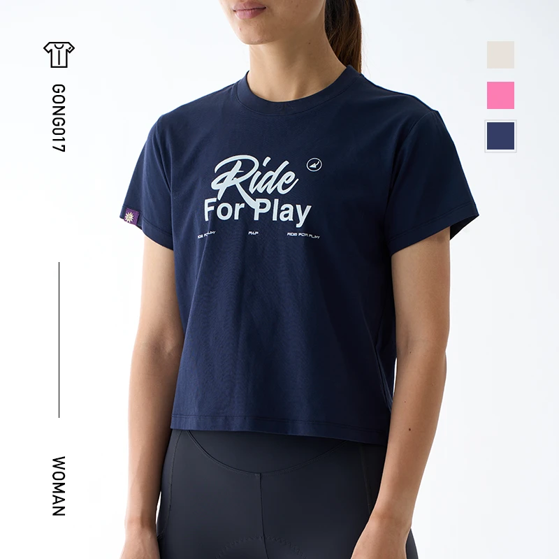 NEZA「宫017」女子限定短袖春夏季城市短袖纯棉印花T恤自行车骑行