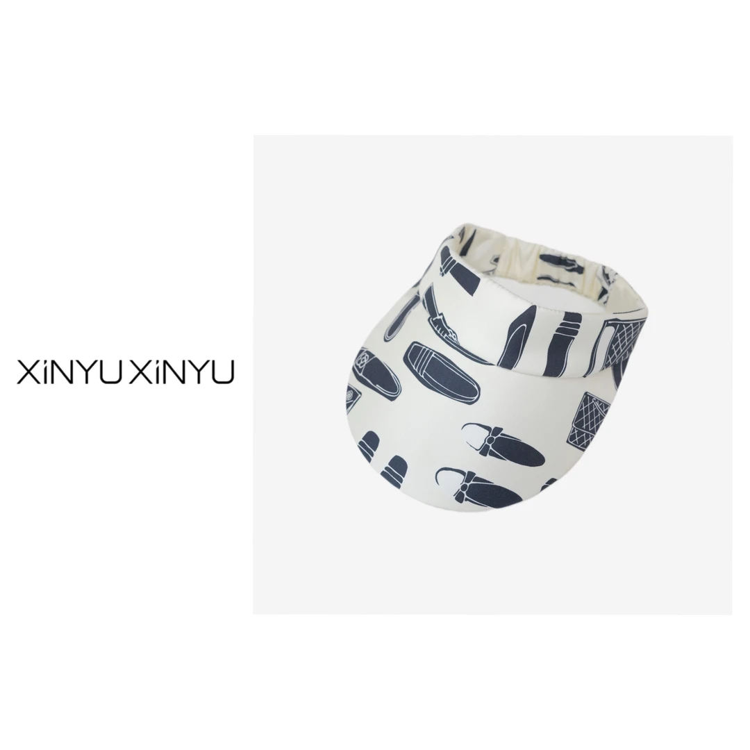 XINYU/芯与  100桑蚕丝设计师空顶图案随机帽子 MZ406 印花 时尚