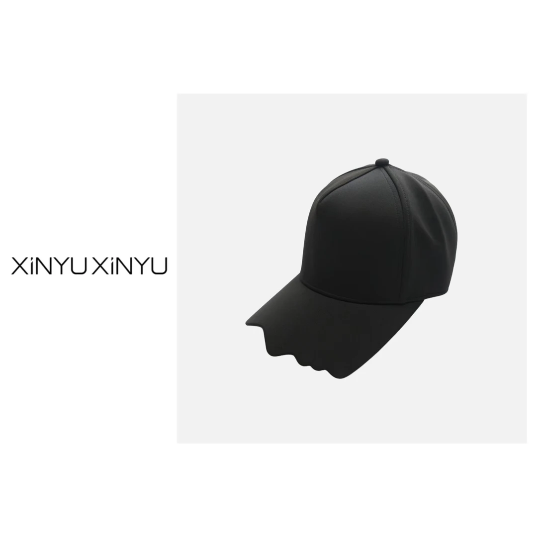 XINYU/芯与人脸帽檐设计净版黑色棒球遮阳鸭舌帽 MZ402 时尚 潮流
