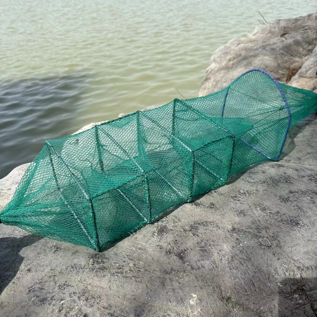 精品黄鳝笼10条装5节3门升级无结稻田网送地插饵料球泥鳅笼折叠