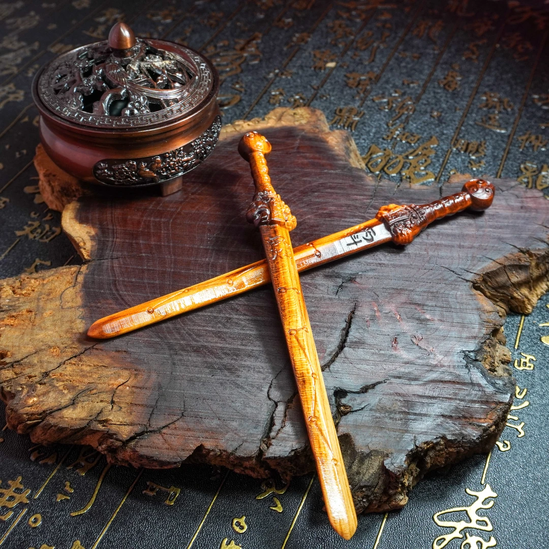 雷击桃木20厘米小木剑发簪经签