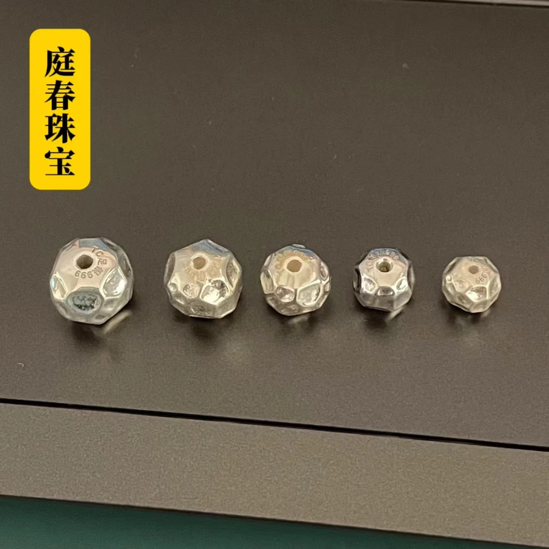 足银银制品 纯手工足银999实心凹凸无相散珠