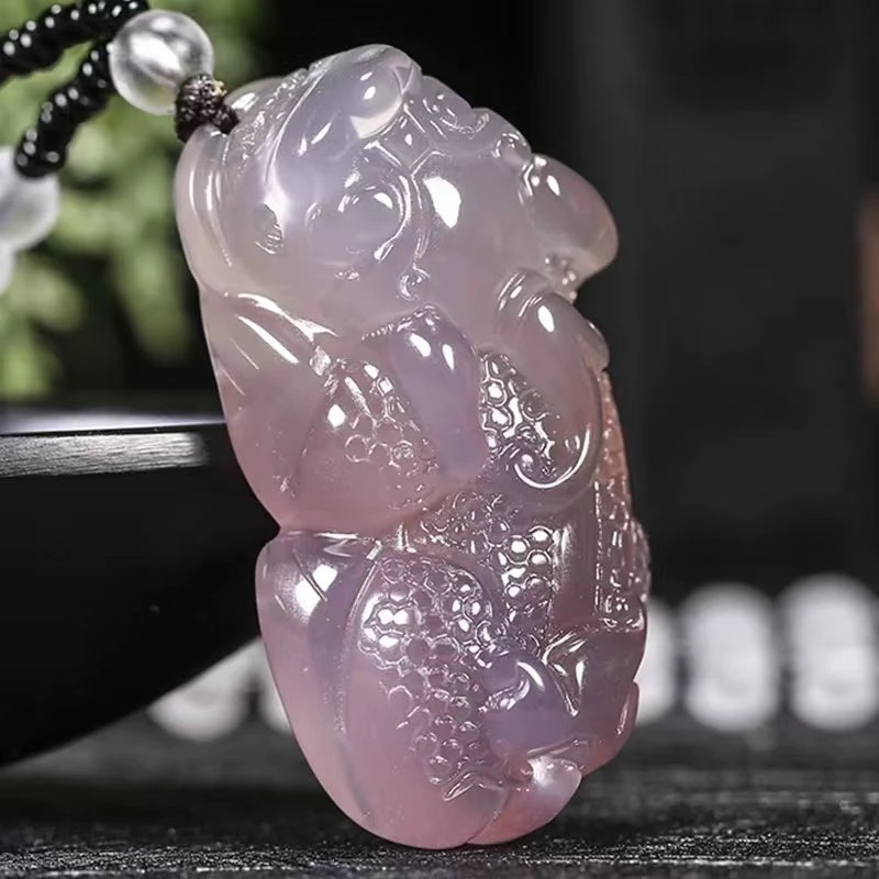 纯天然正品紫玛瑙玉髓招财貔貅吊坠男女款冰紫红绿玛招财瑙貔挂件