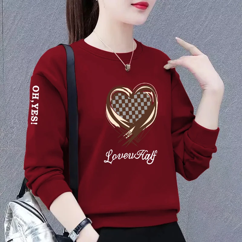 时尚新款百搭洋气减龄套头卫衣女春秋韩版休闲大码圆领外搭上衣女