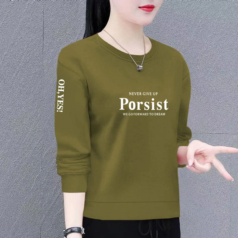 春秋新款时尚洋气减龄大码圆领卫衣女韩版宽松显瘦套头外穿上衣女