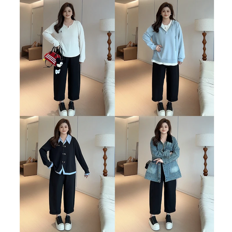 【胖佳佳】弯刀裤 宽松烟管裤高腰显瘦百搭直筒镰刀裤H624K13990