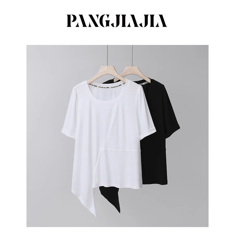 【胖佳佳】心机女孩 短袖T恤夏季设计感纯色圆领上衣H624Y06487