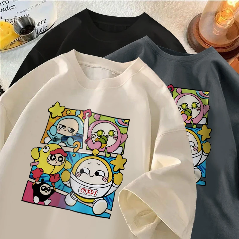 2024新款夏季男女童t恤短袖纯棉卡通蛋仔派对中大童休闲半袖上衣