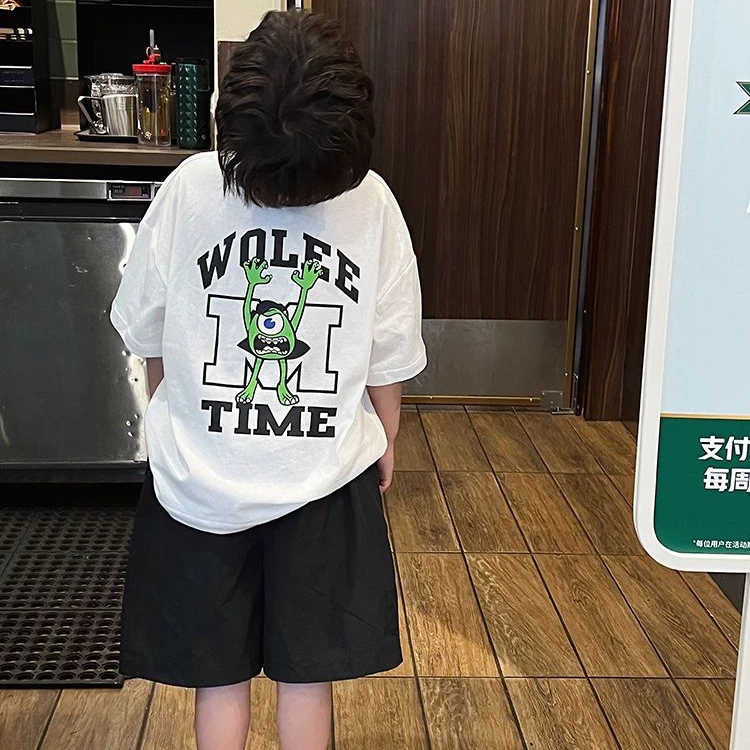 男童大眼仔印花短袖夏装新款儿童帅气t恤韩版中大童纯棉宽松上衣