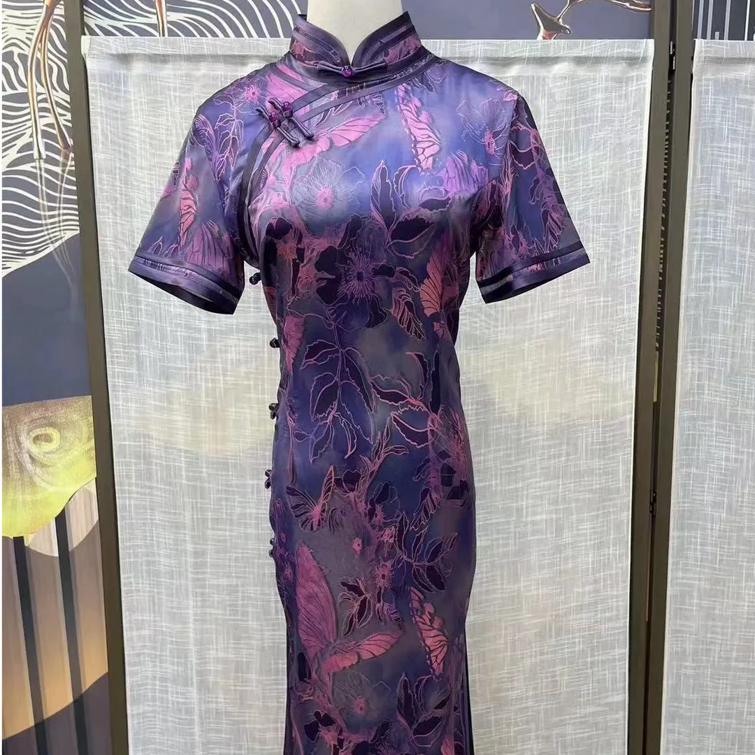 【紫韵香风】2024年夏季新款复古百搭优雅大方日常淑女旗袍