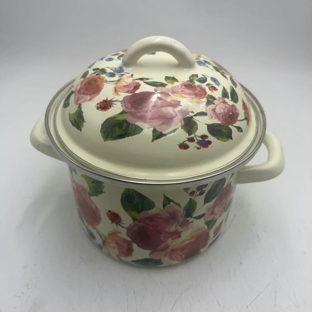 16cm初夏搪瓷珐琅杯泡面杯储油罐小汤锅电磁炉明火通用