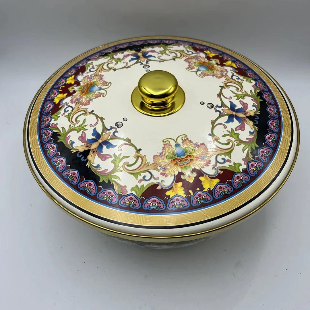 28.8cm珍品搪瓷带盖和面盆大汤锅搪瓷盖子【高定款】