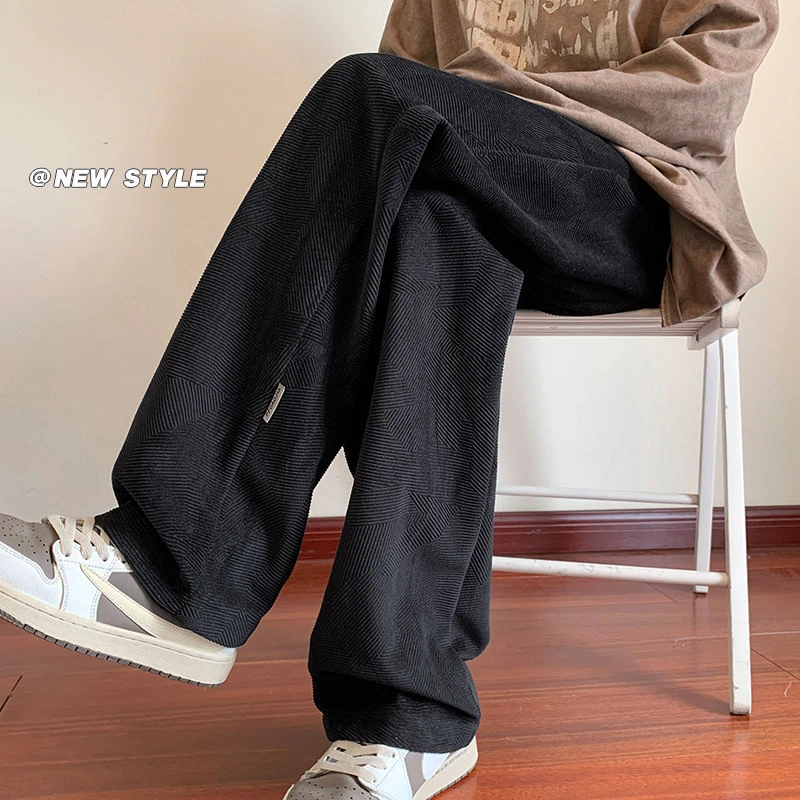 痞帅裤子男款秋季欧美风小众直筒阔腿裤美式复古宽松大码休闲长裤