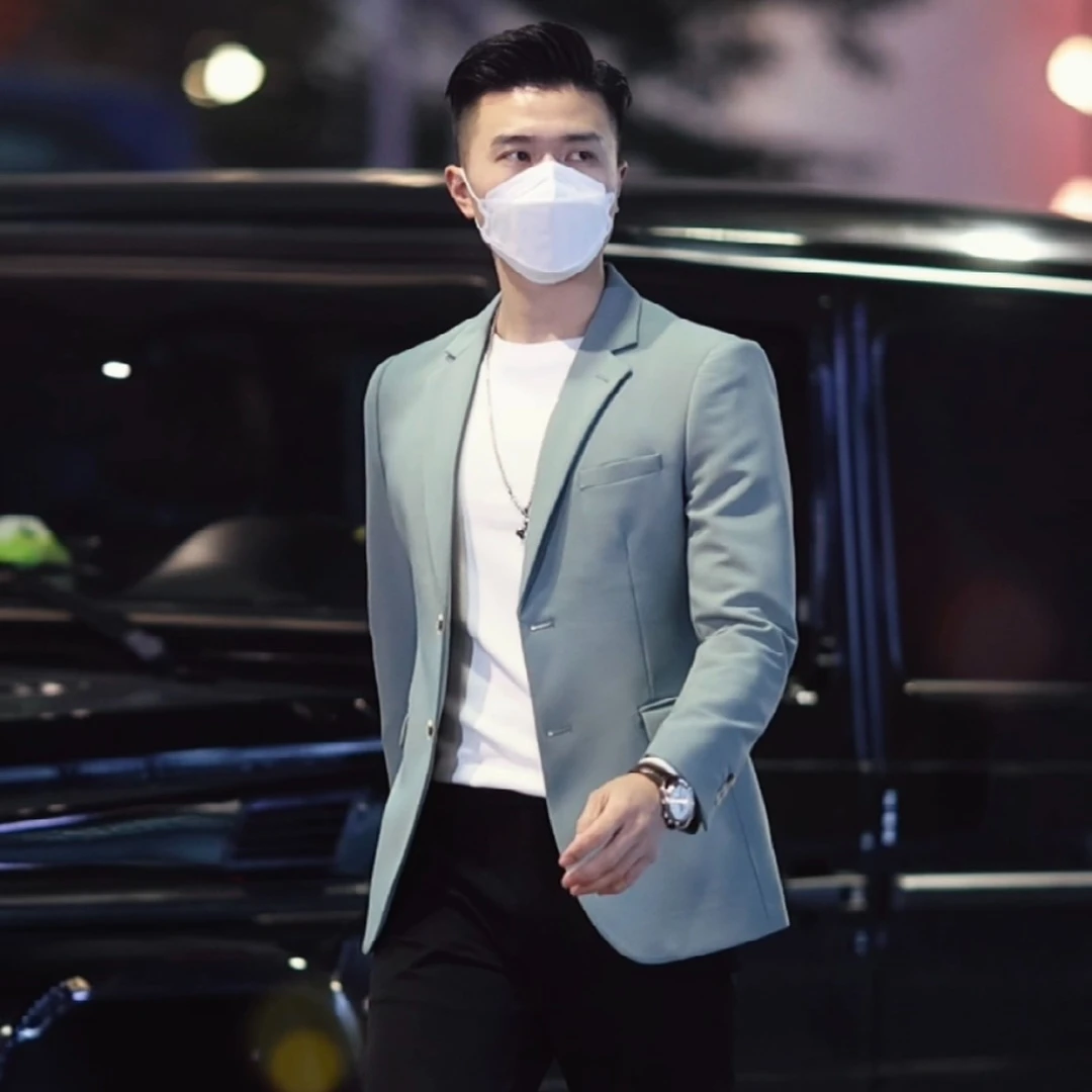 秋季男士商务休闲单排扣小西装外套青年修身百搭单西便服上衣西服