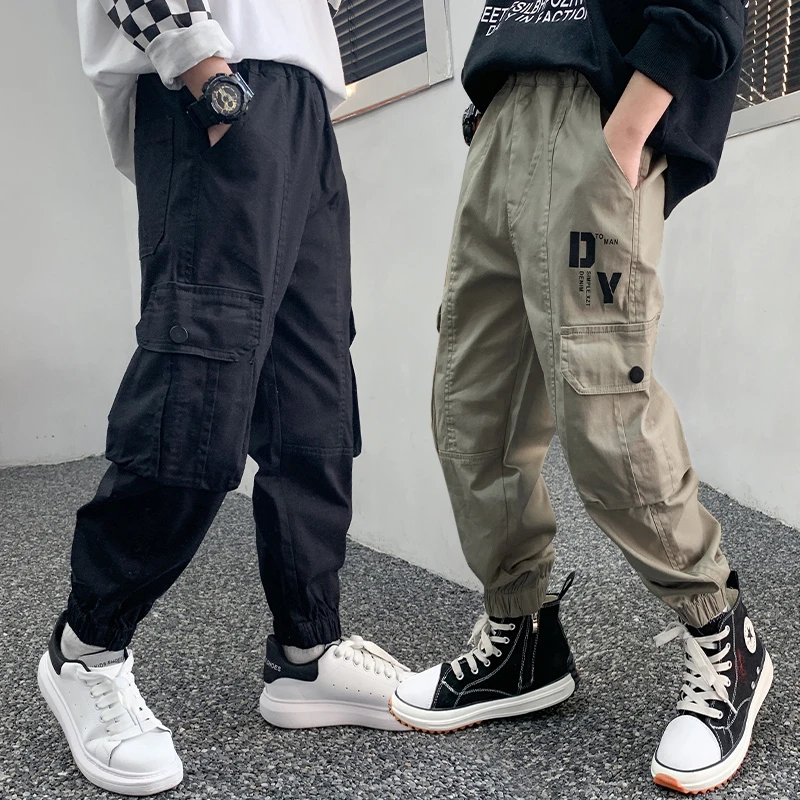 童装男童裤子2024新款春秋中大童韩版时尚工装裤春季儿童休闲长裤