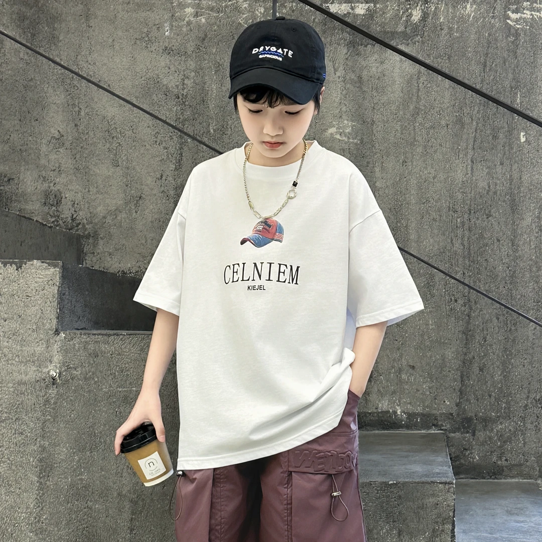 男童短袖t恤夏季新款百搭纯棉儿童半袖中大童时尚夏装韩版男孩潮T
