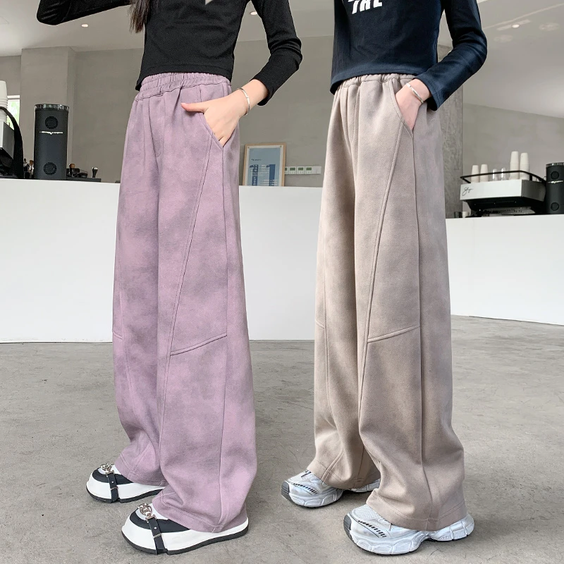 童装女童直筒阔腿运动裤秋季2024新款中大童女孩垂感休闲长裤春秋