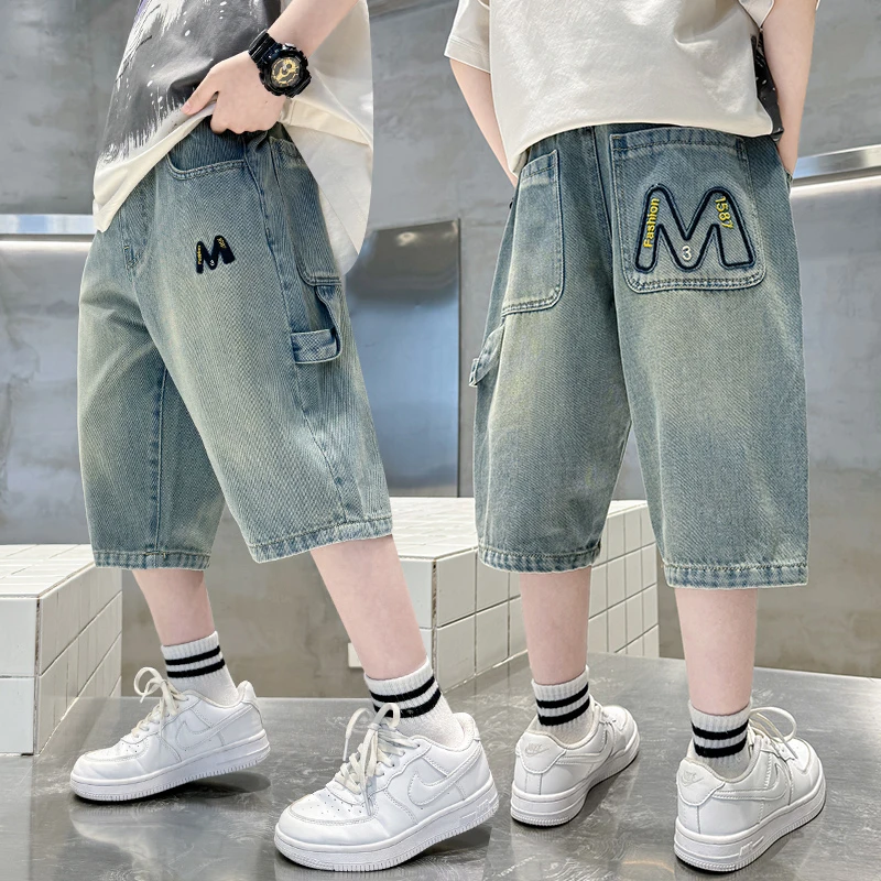 儿童装男童夏装裤子薄款中大童牛仔短裤2025新款休闲百搭软牛仔潮
