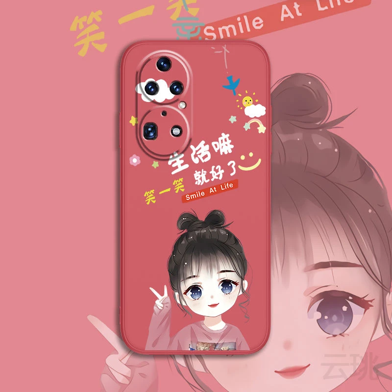 华为P50手机壳直边硅胶摄像头精准孔位保护时尚卡通软壳