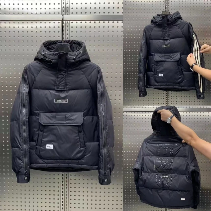 冬季新款工装拉链百搭棉服情侣套头大口袋连帽棉衣短款保暖外套男