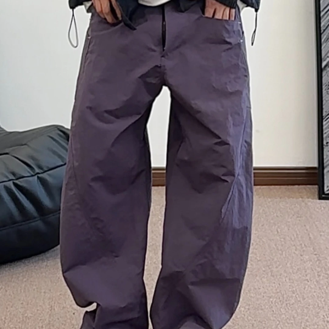 宽松百搭直筒裤子夏季新品男装复古休闲裤男士个性立体裁剪弯刀裤