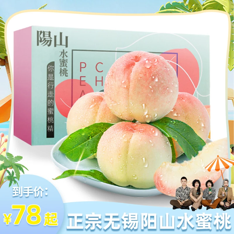 【将大莱专属】正宗无锡阳山水蜜桃 5-6两新鲜湖景桃礼盒装顺丰包邮