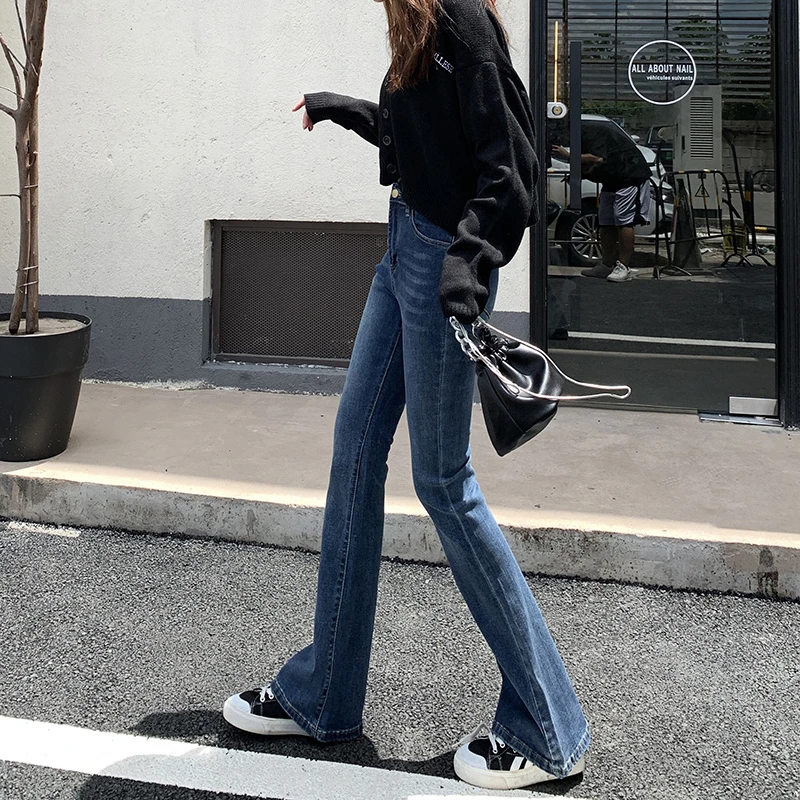 裤子阔腿烟管夏季薄款牛仔裤女年新款秋款显瘦高腰微喇修身弹