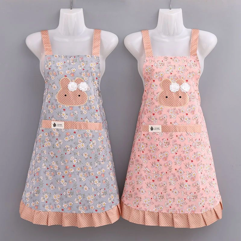 新款透气纯棉围裙耐脏防油防污时尚可爱厨房家用女洋气上班工作服