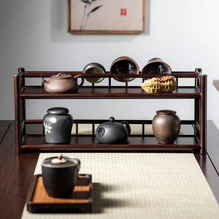 桌面置物架茶桌茶杯沥水茶货架晾杯架茶叶茶具架储物架收纳架中式