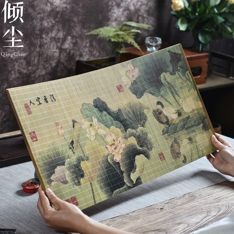 清香宜人 古风小茶席 主人位干泡席 竹子印画茶垫 荷花鸳鸯小桌旗