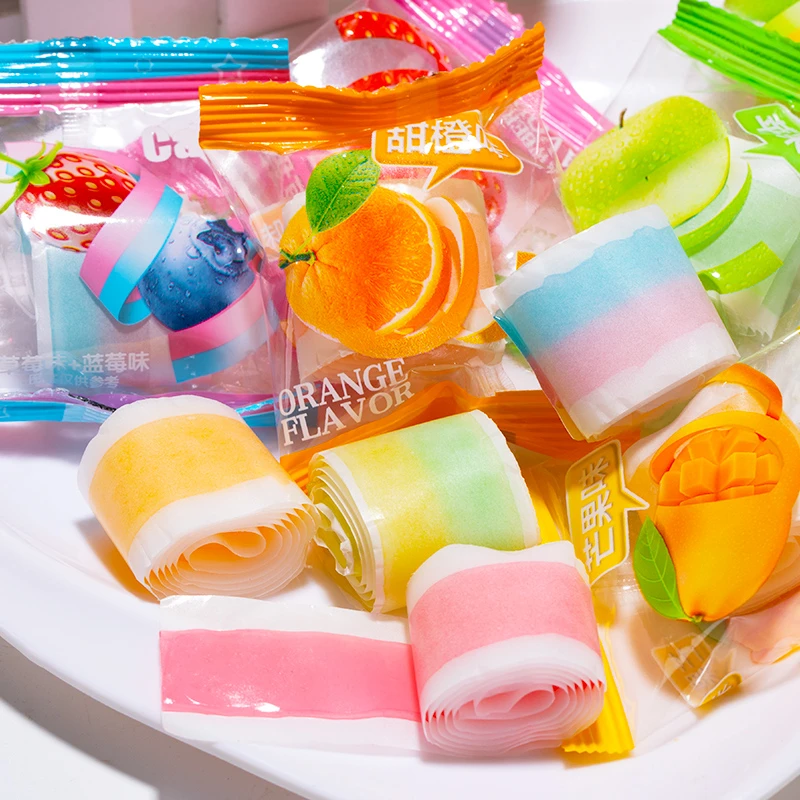 （福利品）怀旧果汁卷水果软糖散装儿童彩色糖果休闲零食品