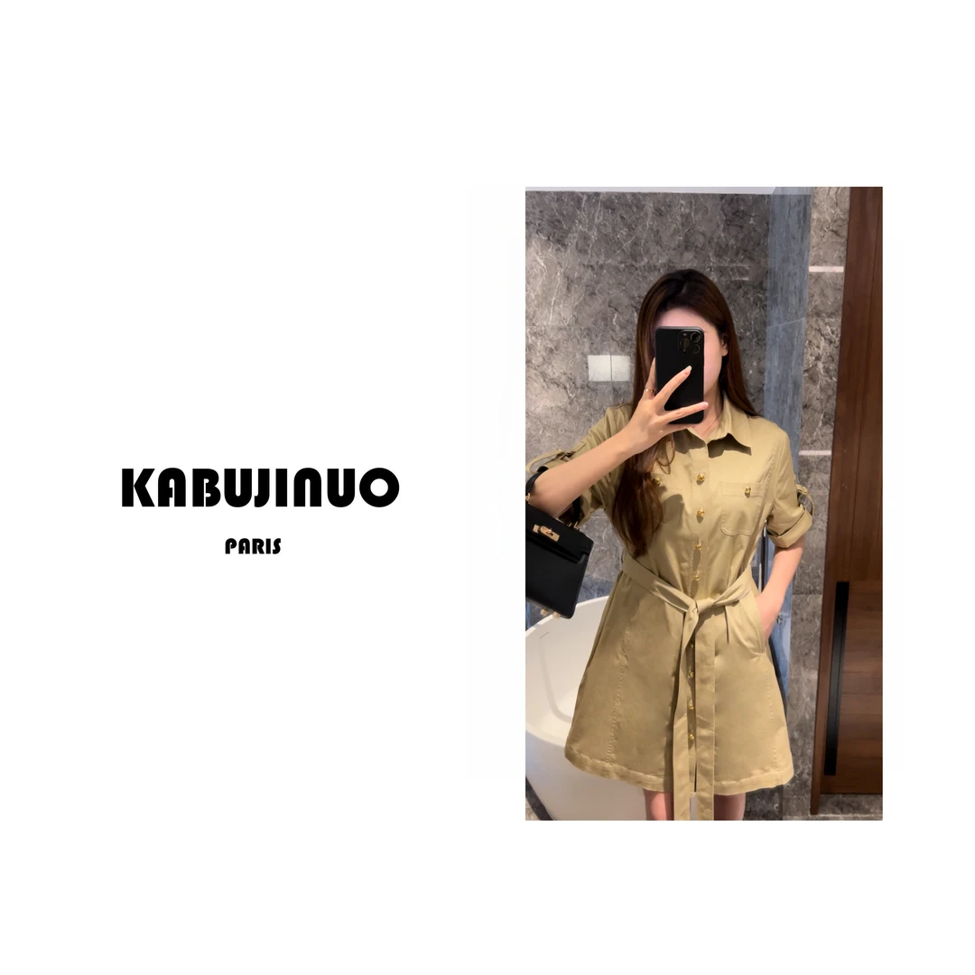 【KBJN服饰】CL金扣凯旋门经典宽松连衣裙