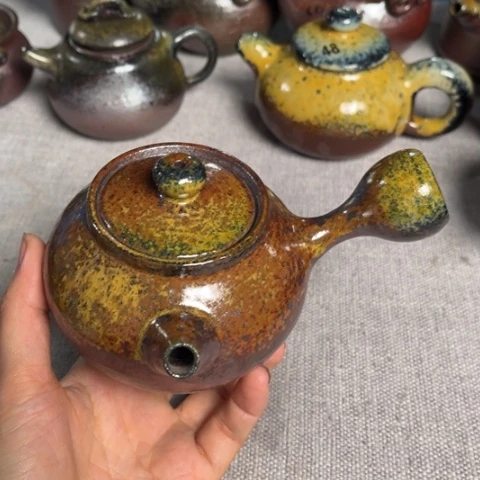 紫砂茶杯养彩侧把