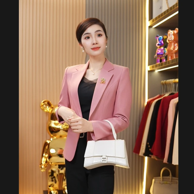 8611小个子短款西装外套女修身显瘦春秋百搭时尚韩版休闲西服