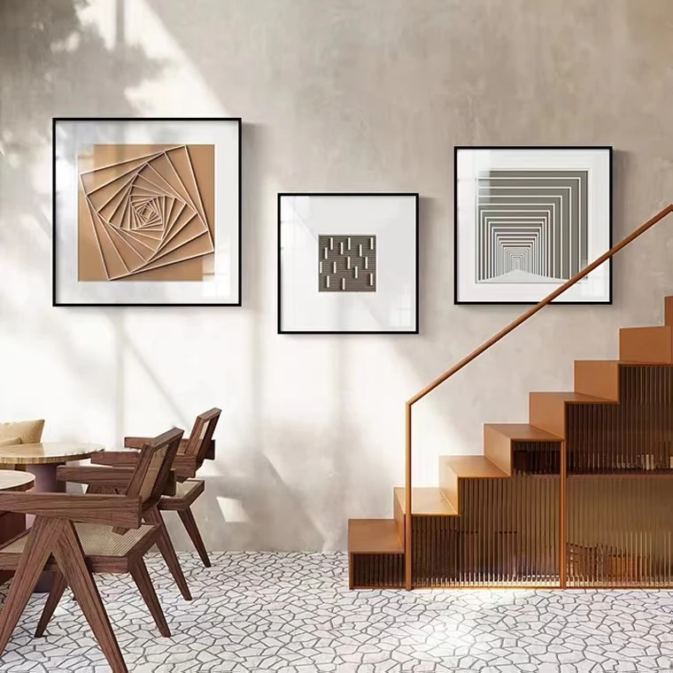 现代简约黑白抽象组合装饰画客厅卧室餐厅壁画样板房正方形挂画