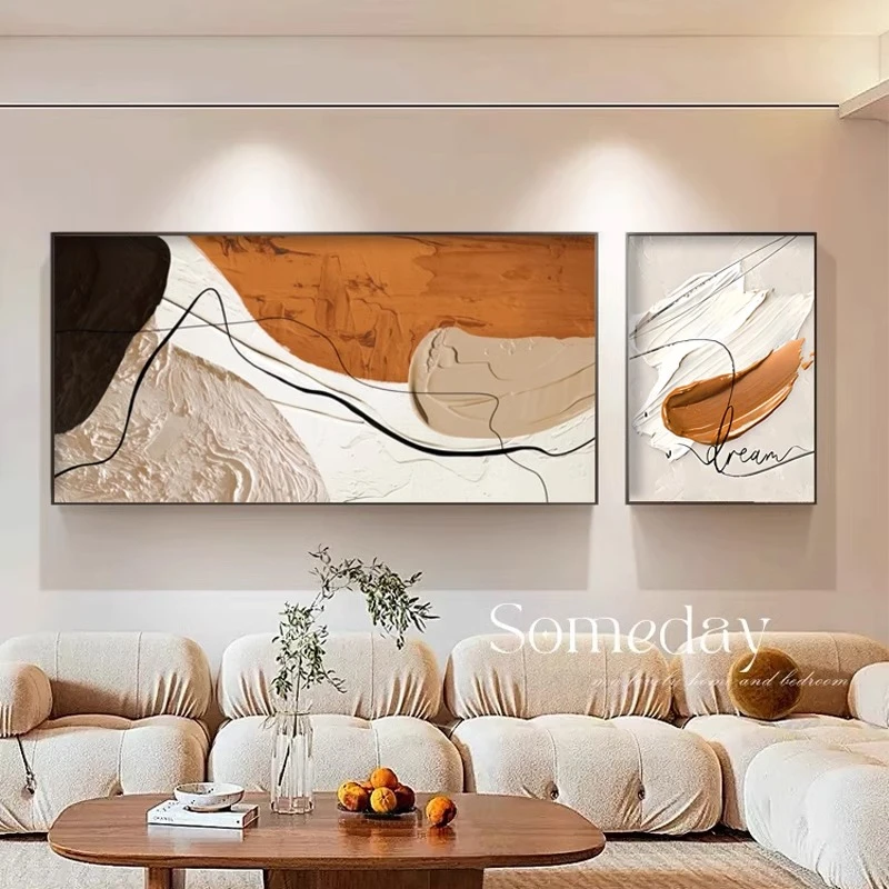 客厅挂画现代简约时尚大气高档两联组合画现代简约沙发背景墙壁画