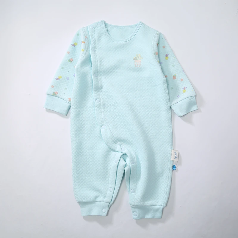 爱亲贝贝内衣男空气层快乐仙人掌偏襟闭当连体衣AQNJ831-