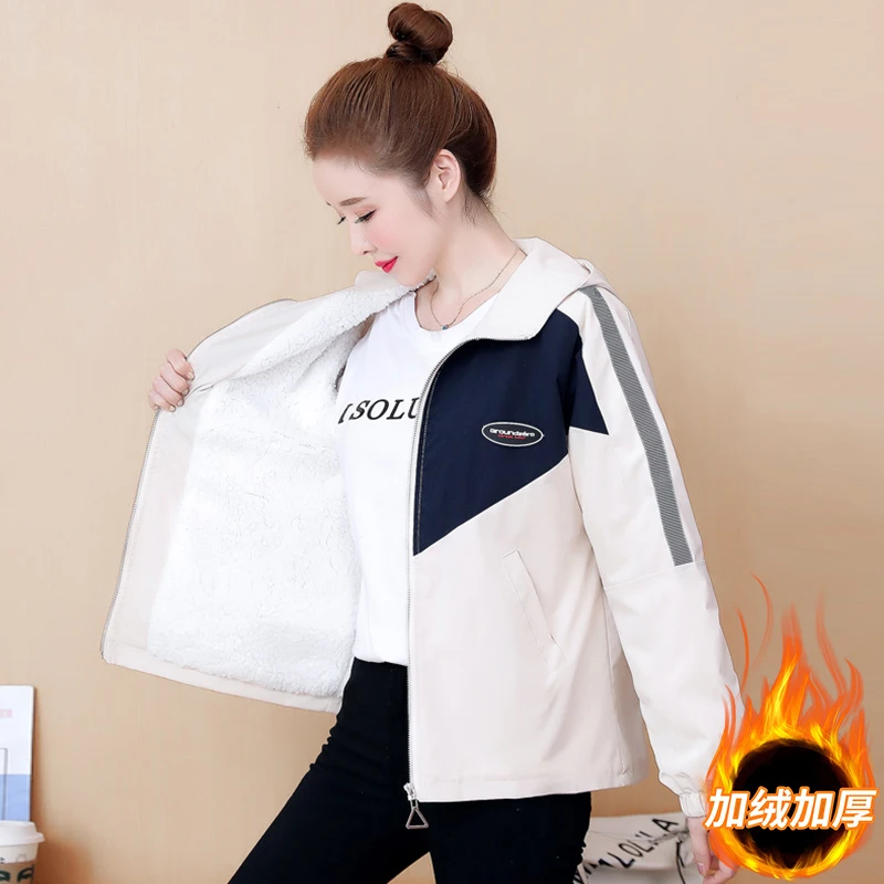 运动风超好看撞色加绒外套女冬季2025新款保暖加厚夹克休闲棒球服