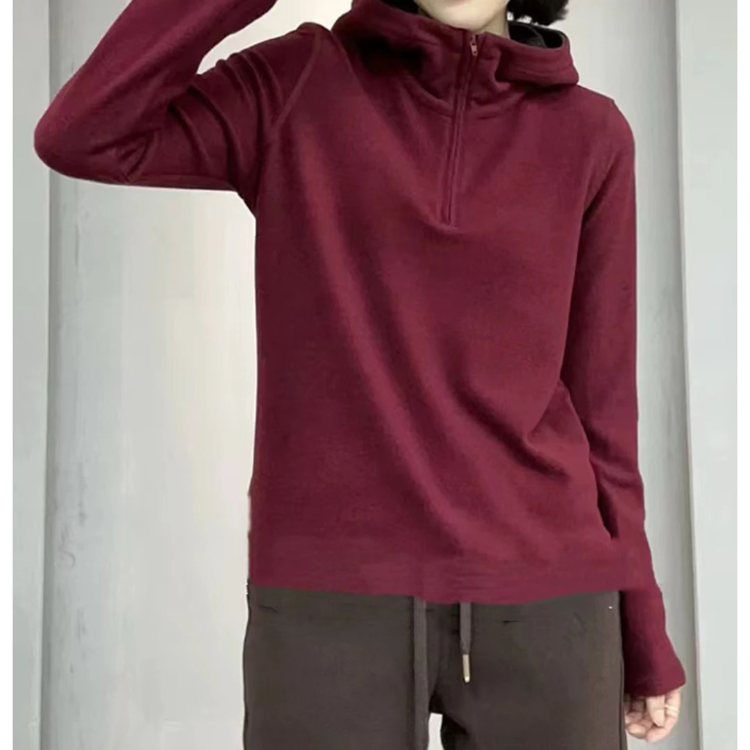 【9088】秋冬新款 雅丹风 双面德绒连帽打底衫 洋气时尚 长袖内搭