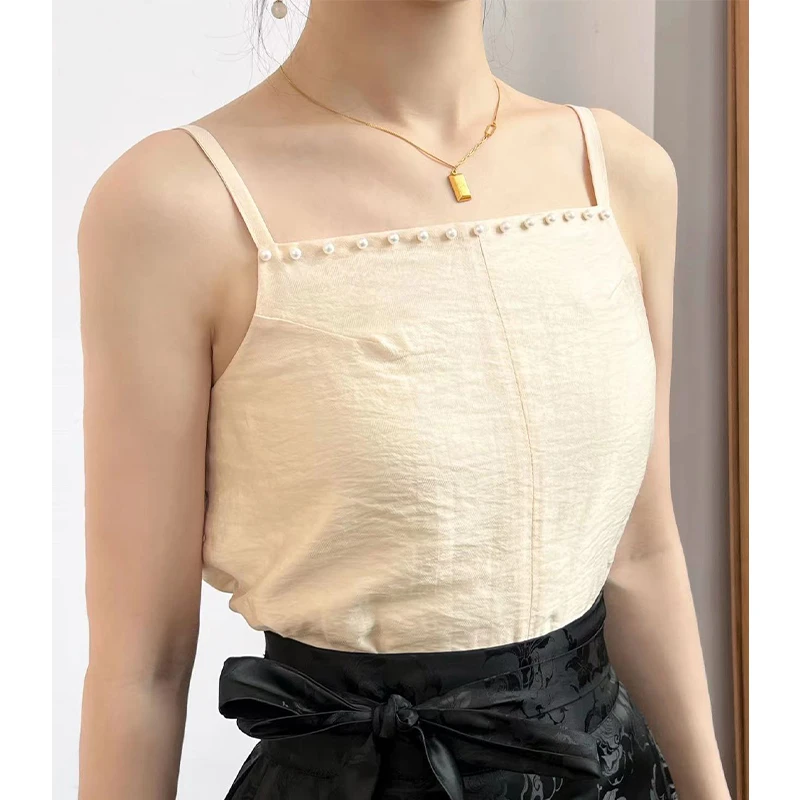 内搭-【珍珠吊带】暗纹提花内搭通勤百搭防走光