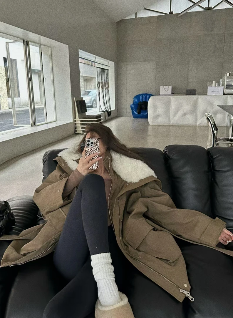 XYSF极简 重工设计大翻领冬日战衣冲锋羽绒服