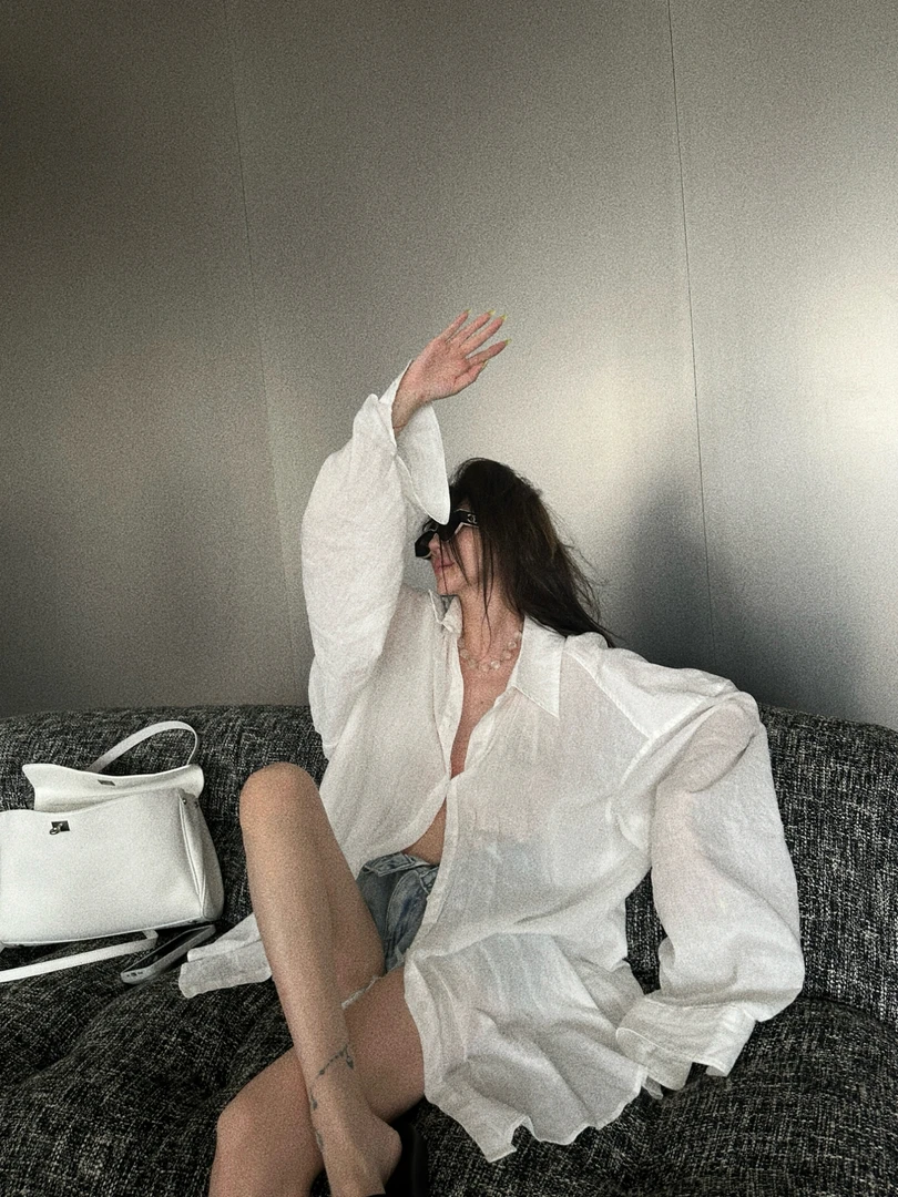 XYSF极简 氛围素朴轮廓造型水洗宽松纯欲衬衣