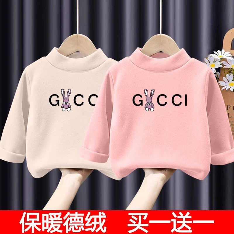 女童上衣打底衫秋装发热德绒半高领儿童宝宝男童秋衣T恤保暖衣服t