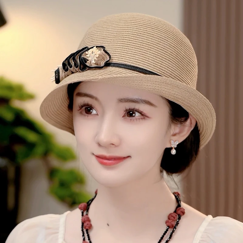 布塔遮阳帽百搭优雅古典复古发饰时尚女士草帽PT1251