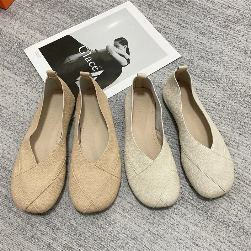 法式软底单鞋女2024夏季薄款简约百搭平底浅口一脚蹬奶奶鞋孕妇鞋