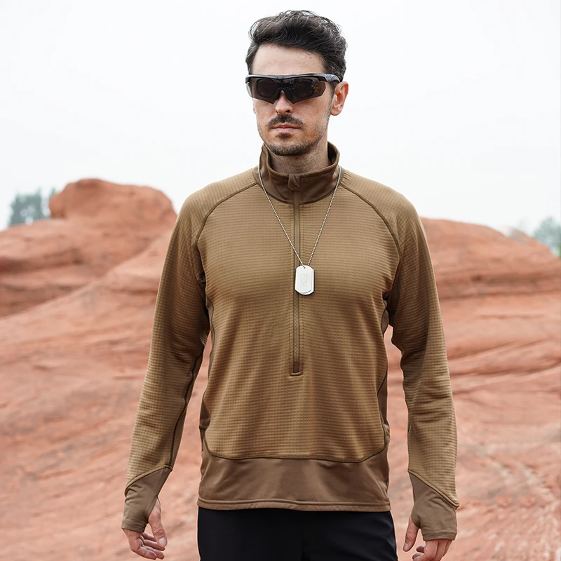 鹰爪行动驯龙轻量立领抓绒衣男薄款户外保暖透气立领打底衫运动