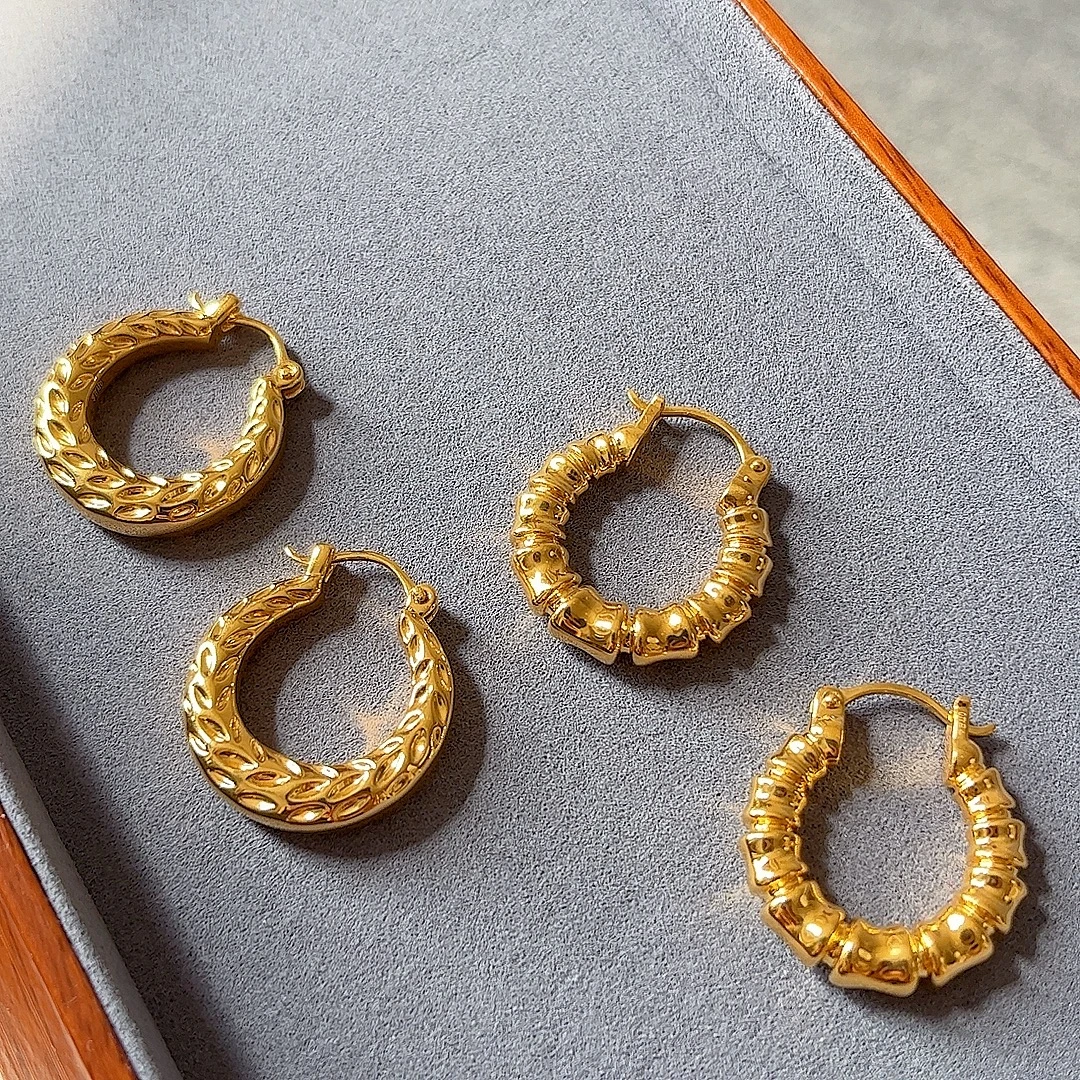 黄金足金999欧美不规则耳钉耳环港风时尚百搭法式素款气质轻奢