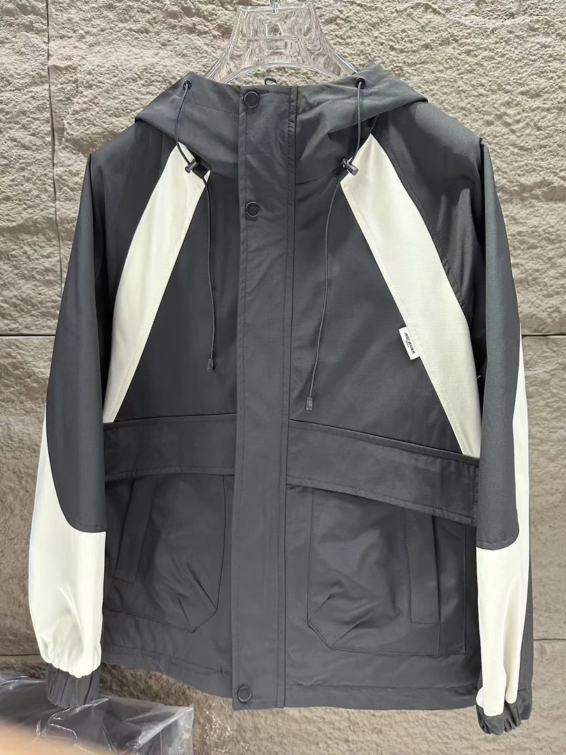 新602黑#【机械师】七型秋·潮流二棉拼接撞色爆款户外连帽外套