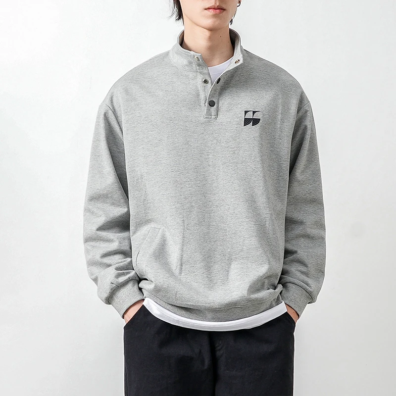 美式400G重磅套头卫衣男秋季潮牌运动休闲宽松立领百搭情侣款上衣