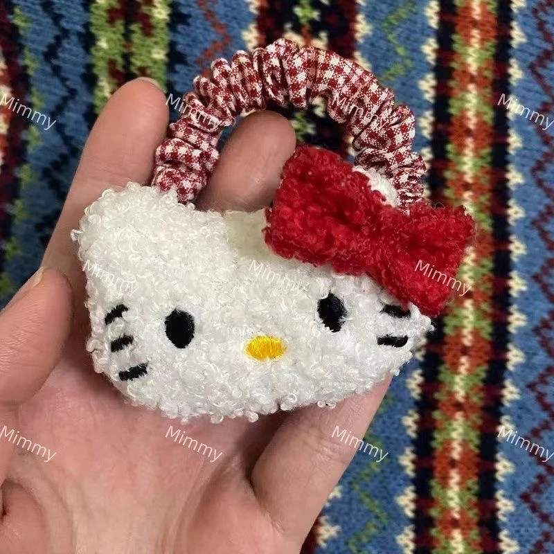 【Mimmy】甜美卡通kitty原创头绳可爱女孩复古格纹卡哇伊发夹发饰